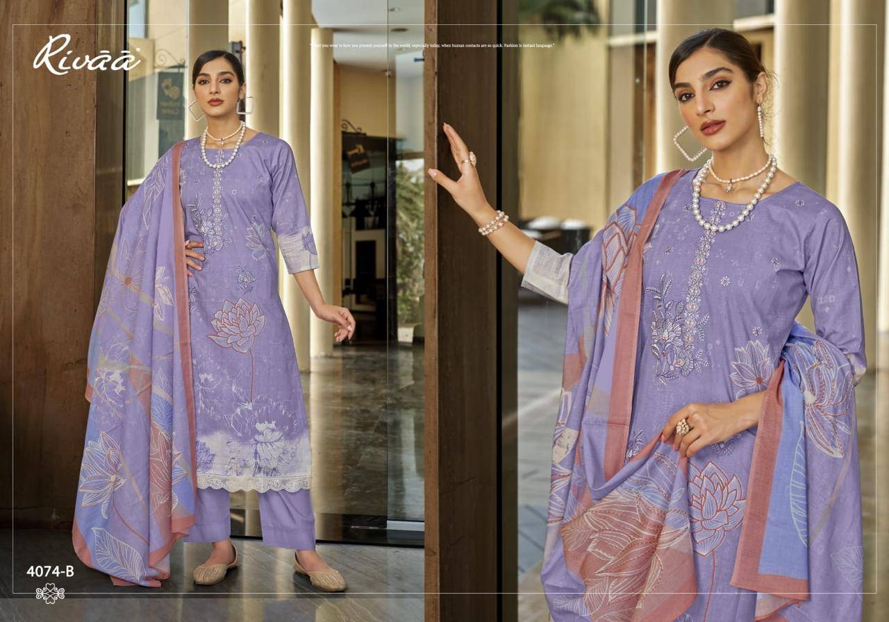 MASHA By RIVAA 4073 Series Beautiful Pakistani Suits Colorful Stylish Fancy Casual Wear Lawn Digital Print Dresses At Wholesale Price